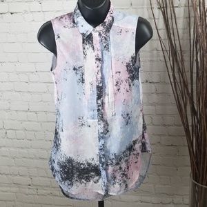 H&M Sleeveless Hi-Lo Blouse with Collar